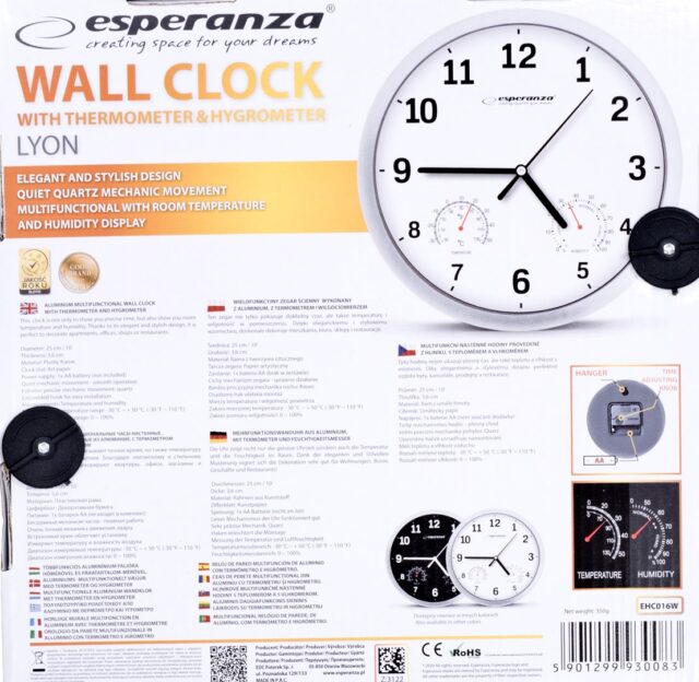 Esperanza EHC016K Mechanical wall clock Round Black - imagine 3