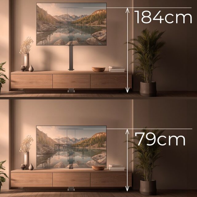 Maclean MC-866T Smart Motorized Electric TV Lift TUYA Mobile App Floor Mount Bracket Alexa Google Home 37''-80'' 60kg Cabinet VESA (EU plug) - imagine 7