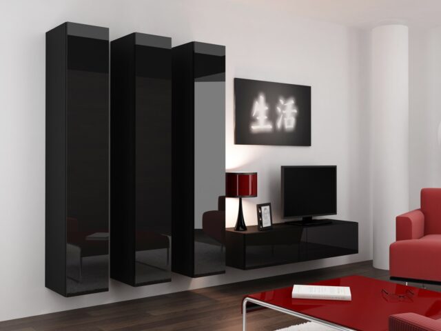 Cama TV stand VIGO 140 30/140/40 black/black gloss - imagine 7