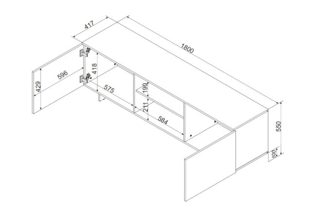 Cama 2D1P RTV cabinet ALMA 180x41.5xH55 cashmere - imagine 4