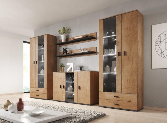 Cama set of two shelves 125cm SOHO lefkas oak/black - imagine 8