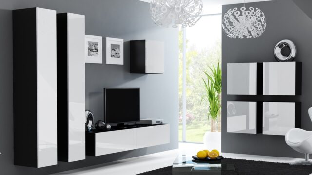 Cama Square cabinet VIGO 50/50/30 black/white gloss - imagine 4
