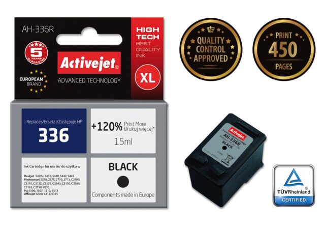 Activejet AH-336R Ink (replacement for HP 336 C9362EE; Premium; 15 ml; black) - imagine 2