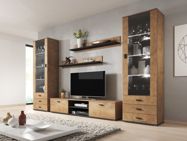 Cama set of two shelves 125cm SOHO lefkas oak/black - imagine 4