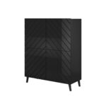 Shelving unit ABETO 100.5 x 40 x 121.5 cm black/gloss black