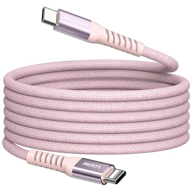 Kabel Verbatim Sync & Charge USB-C do     USB-C 100W PD3.0/QC3.0 120cm różowy 31857 - imagine 3