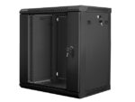 Lanberg wall-mounted installation rack cabinet 19'' 12U 600x450mm black (glass door) - imagine 2