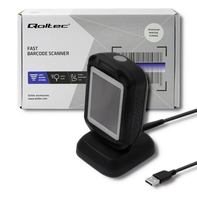 Qoltec 50864 Desktop QR & Barcode Scanner | USB - imagine 4