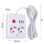 MACLEAN POWER STRIP 2 SOCKETS 3XUSB MCE388 W - imagine 7