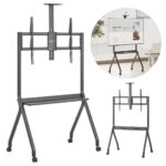 Maclean TV stand / cart  camera shelf  on casters  55-100   max load 120kg/10kg shelf  max. VESA 900x600  black  MC-114 B - imagine 2