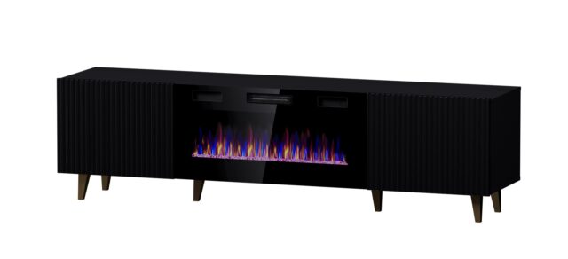RTV cabinet PAFOS EF with electric fireplace 180x42x49 black matt - imagine 2
