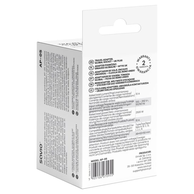 Savio AP-05 power adapter/inverter Indoor 2500 W White - imagine 6