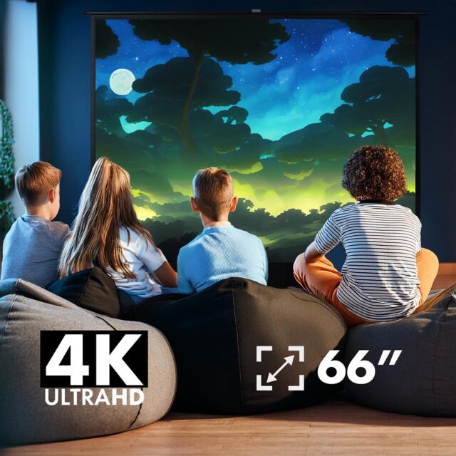 Maclean portable projection screen  compact  floor  66   16:9  MC-210 - imagine 7