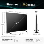 Hisense 43A6Q TV 109.2 cm (43 ) 4K Ultra HD Smart TV Wi-Fi Black 300 cd/m2 - imagine 2