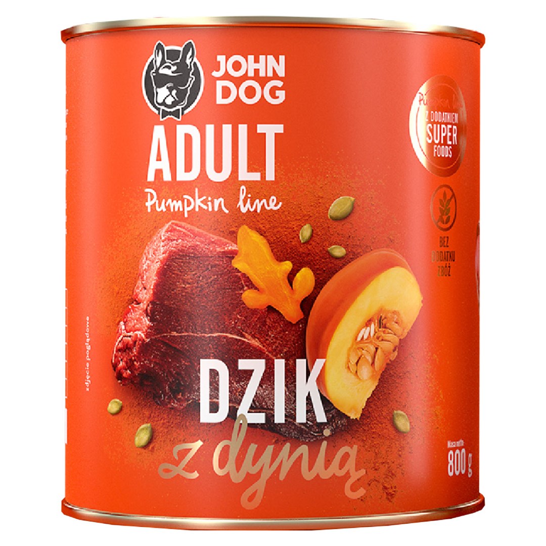 cps-c3e4949807b3ac8e961669146b1cd65b-2026-01-18-20-26-45 John Dog PUMPKIN Adult dzik z dynią 800g - imagine 1
