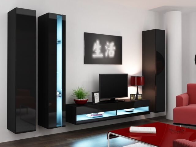 Cama Shelf unit VIGO NEW 180/40/30 black/black gloss - imagine 4