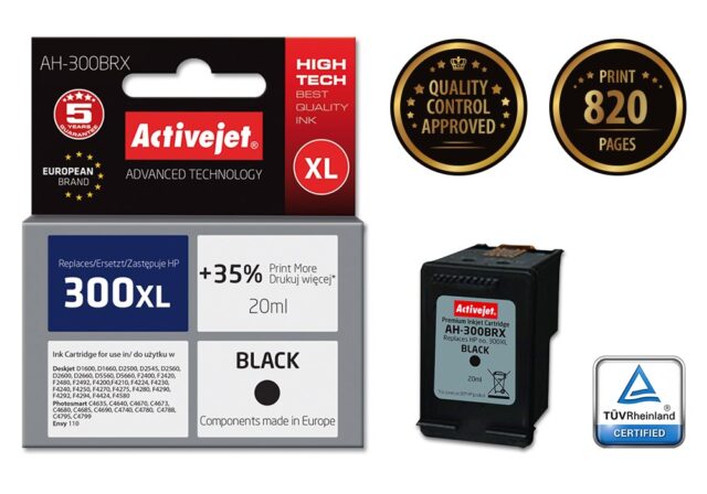 Activejet AH-300BRX Ink (replacement for HP 300XL CC641EE; Premium; 20 ml; black) - imagine 2