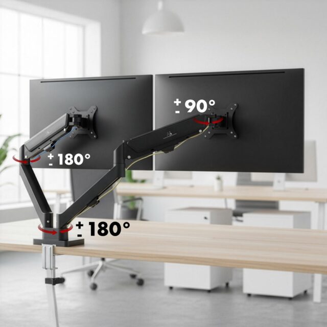 Maclean 2 monitor mount  gas spring  17 -32   2-10kg  black  MC-134 - imagine 11