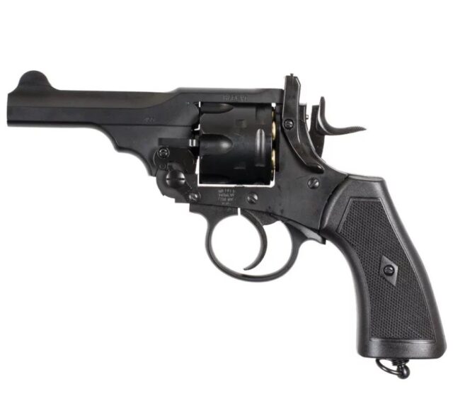 WEBLEY MKVI .455 Police cal.4.5 mm Diabolo cartridge 6-shot barrel 4’ CO2 Black Ekp to17J - imagine 3
