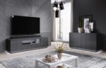 Cama TV stand REJA graphite grey gloss/graphite grey gloss - imagine 9