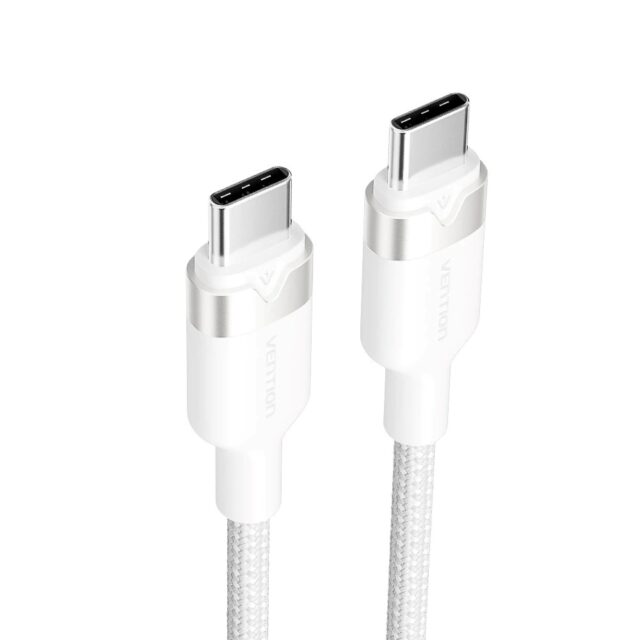 Kabel USB-C do USB-C Vention w oplocie 3A 480Mbps 60W PD 1m biały - imagine 2