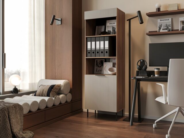 Cama 3 ALMERA bookcase 60x42x185 walnut/cashmere - imagine 3