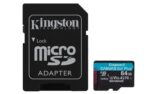 Kingston Technology 64GB microSDXC Canvas Go Plus Gen4 200MB/s A2 U3 V30 Card + Adapter