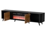 Cama Volare RTV cabinet 200 x 39 x 49 cm black/walnut + fireplace - imagine 2