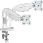 ONKRON G-160-W Swivel and tilt desk mount for two 13-32  monitors  max. 8 kg  with rotation  white