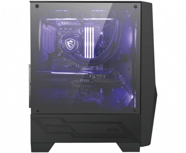 MSI MAG FORGE 100M Mid Tower Gaming Computer Case 'Black  2x 120mm ARGB PWM Fan  1x 120mm Fan  1-6 ARGB Hub  Mystic Light Sync  Tempered Glass Panel  ATX  mATX  mini-ITX' - imagine 2