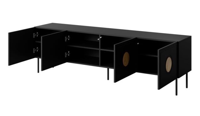 RTV cabinet PALAZZO 200x42x60 black + oak craft - imagine 2