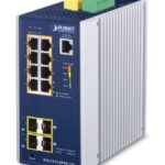PLANET Industrial 8-Port GE PoE+ 2*1G SFP+ 2*2 5G SFP - 8-Port Managed L2+ Gigabit Ethernet (10/100/1000) Power over Ethernet (PoE) Aluminium  Blue