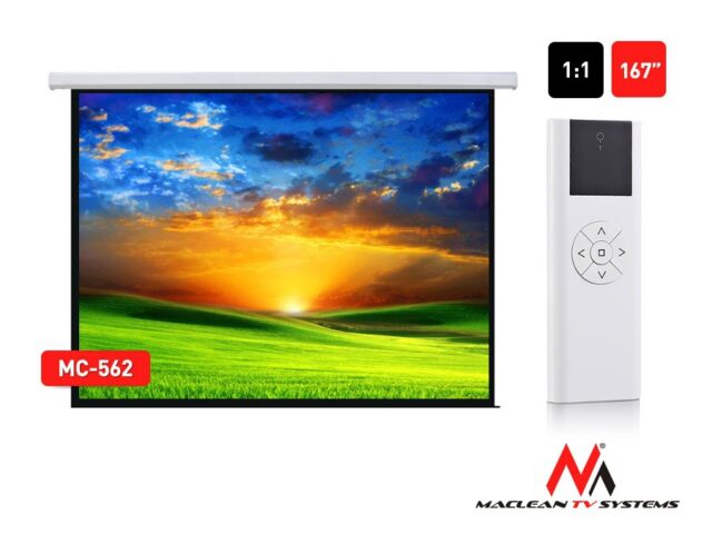 Electric motorized projector screen home cinema remote control Maclean MC-562 - imagine 2