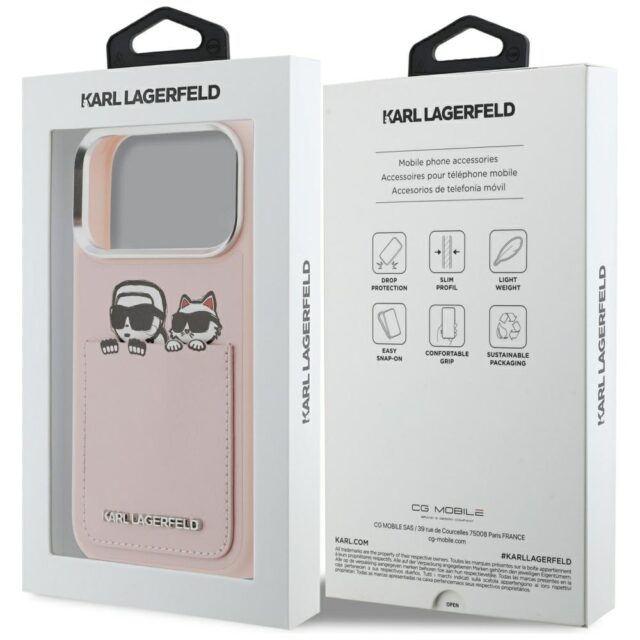 Case Karl Lagerfeld Karl & Choupette     Print & Pocket for iPhone 17 Pro Max pink - imagine 8