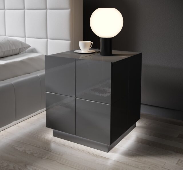 Cama bedside table REJA graphite grey gloss/graphite grey gloss - imagine 5