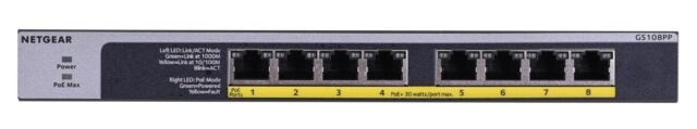 NETGEAR GS108PP Unmanaged Gigabit Ethernet (10/100/1000) Power over Ethernet (PoE) Black - imagine 4