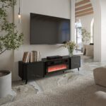 Cama RTV cabinet Volare 200 x 39 x 49 cm black/san sebastian + fireplace - imagine 3