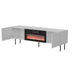 Cama LUCCA TV cabinet 180x40x59 white + black fireplace - imagine 2