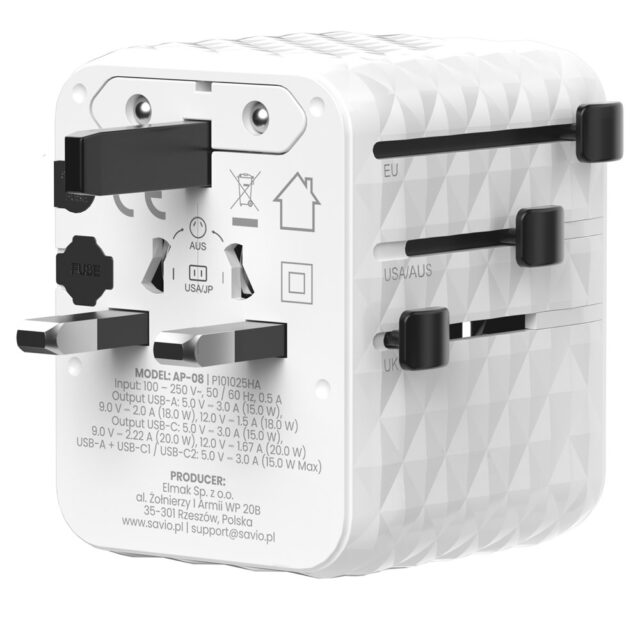 Savio AP-08 power adapter/inverter 20 W White - imagine 4