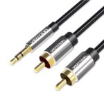 Vention 3.5mm Male to 2RCA Male Audio Cable 1M Black Metal Type