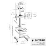 Gembird TVS-70T-02 Aluminum TV floor stand with caster wheels  37  - 70   black - imagine 10