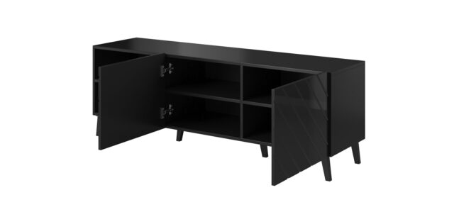 RTV cabinet ABETO 150x42x52 black glossy - imagine 3