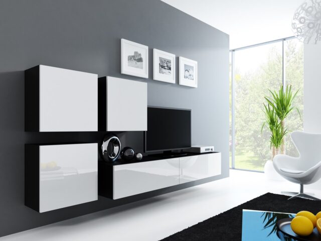 Cama Square cabinet VIGO 50/50/30 black/white gloss - imagine 2
