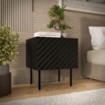 Cama LUCCA bedside cabinet  2 pcs  47x40x52  black - imagine 3
