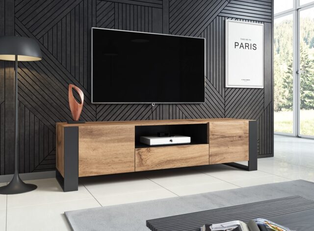 Cama TV stand WOOD wotan/antracite - imagine 5