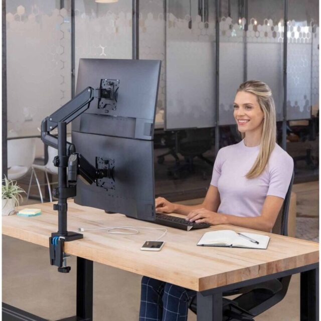 Fellowes Ergonomics arm for 2 vertical monitors - Platinum series - imagine 7