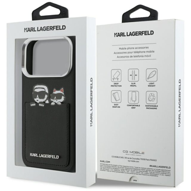 Case Karl Lagerfeld Karl & Choupette     Print & Pocket for iPhone 17 Pro Max black - imagine 8