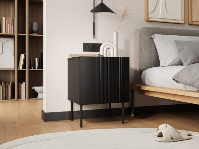 Cama Bedside table 2 pcs ISLA 44 5x40x59 black matt - imagine 3