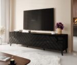 RTV cabinet ABETO 200x42x52 black glossy - imagine 3