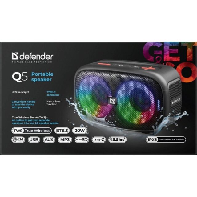 BLUETOOTH SPEAKER Q5 BT 5.3 20W LED/BT/FM/USB/TWS - imagine 9